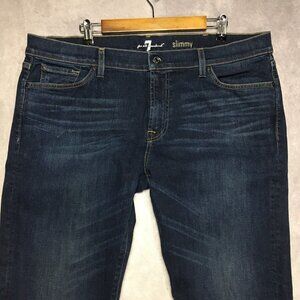 7Fam Mens Slimmy Blue Jeans size 40 40x35 Dark Wash Stretch‎ Denim Pants Mankind